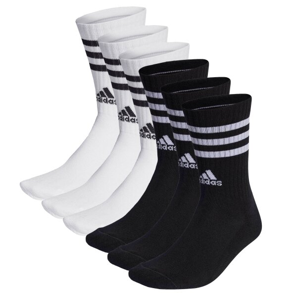 adidas Unisex Socken, 6er Pack - 3-Streifen Cushioned Crew, Logo, Streifen, gepolstert