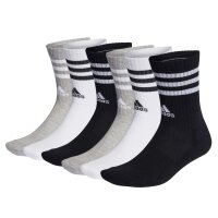 adidas Unisex Socks, 6-pack - 3-Stripes Cushioned Crew, Logo, Stripe, Cushioned