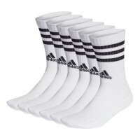 adidas Unisex Socken, 6er Pack - 3-Streifen Cushioned Crew, Logo, Streifen, gepolstert Weiß 43-45
