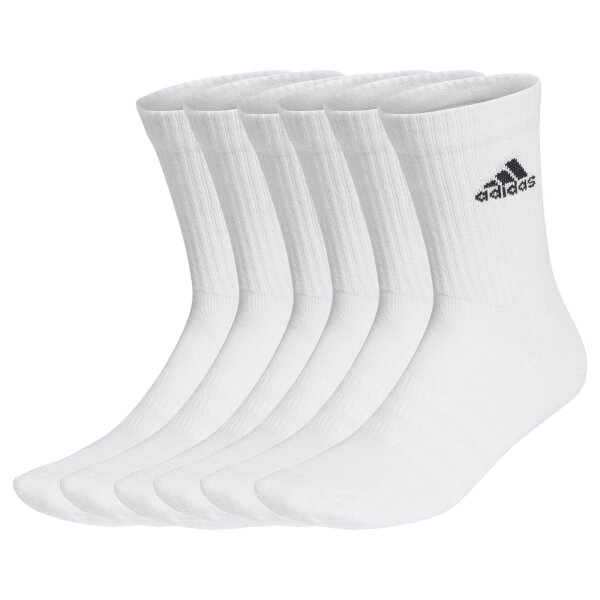 adidas Unisex Socks, 6-pack - 3-Stripes Cushioned Crew, Logo, Stripe, Cushioned White 46-48