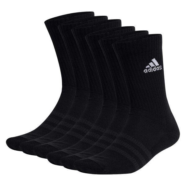 adidas Unisex Socks, 6-pack - 3-Stripes Cushioned Crew, Logo, Stripe, Cushioned Black 37-39