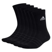 adidas Unisex Socken, 6er Pack - Cushioned Crew, Logo, gepolstert, einfarbig  Schwarz 37-39