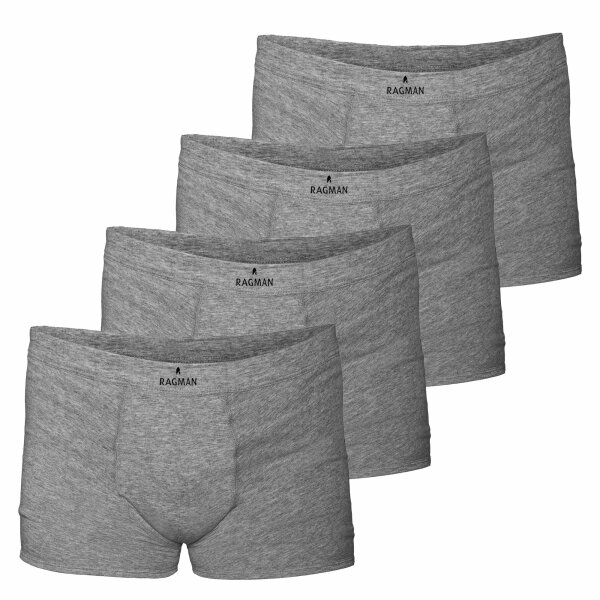 RAGMAN Herren Boxershorts, 4er Pack - Unterwäsche, Unterhose, Baumwollmischung, Logo, einfarbig Grau S