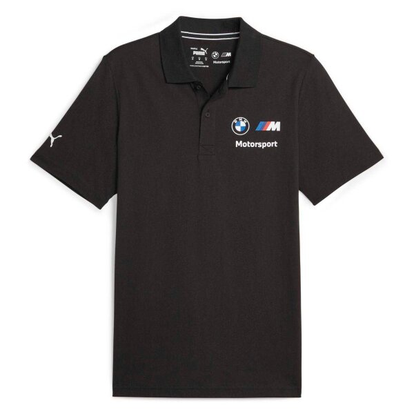 PUMA mens polo shirt - motorsport, BMW MMS ESS POLO, cotton, short, unicoloured Black M (Medium)