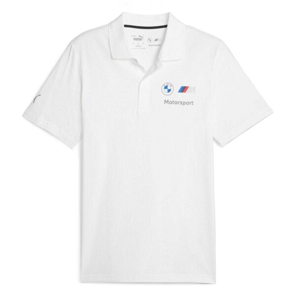 PUMA mens polo shirt - motorsport, BMW MMS ESS POLO, cotton, short, unicoloured White 2XL (XX-Large)
