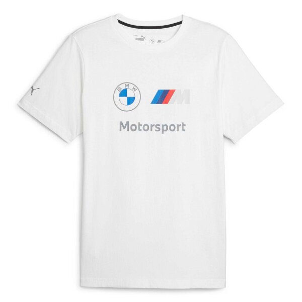 PUMA Mens T-Shirt - Motorsport, BMW MMS ESS LOGO TEE, cotton, short, unicoloured White S (Small)
