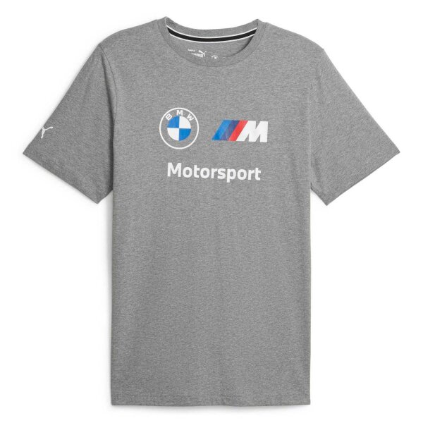 PUMA Mens T-Shirt - Motorsport, BMW MMS ESS LOGO TEE, cotton, short, unicoloured Grey M (Medium)