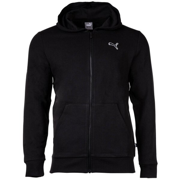 PUMA Mens Sweat Jacket - Better Essentials Full-Zip Hoodie FL, hood, cotton Black S (Small)