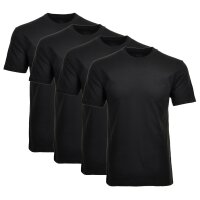 RAGMAN Herren T-Shirt 4er Pack - 1/2 Arm, Unterhemd, Rundhals Schwarz M