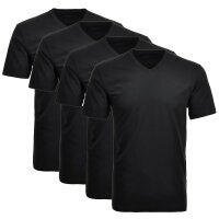 RAGMAN Herren T-Shirt 4er Pack - 1/2 Arm, Unterhemd, V-Neck Schwarz S