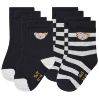 Steiff Kinder Unisex Socken, 4er Pack - Bio-Baumwolle, Teddy-Motiv, uni/gestreift