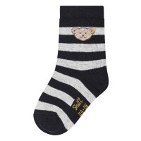 Steiff Kinder Unisex Socken, 4er Pack - Bio-Baumwolle, Teddy-Motiv, uni/gestreift Blau 19-22