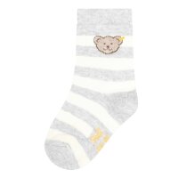 Steiff childrens unisex socks, 2-pack - organic cotton, teddy motif, uni/striped Grey 23-26