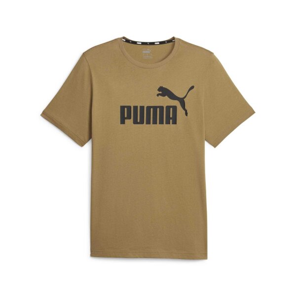 PUMA Herren T-Shirt - ESS Logo Tee, Rundhals, Baumwolle, uni Beige (Toasted) S