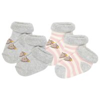 Steiff Baby Unisex Socken, 4er Pack - Bio-Baumwolle, Teddy-Motiv, uni/gestreift