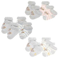 Steiff baby unisex socks, 2-pack - organic cotton, teddy motif, uni/striped
