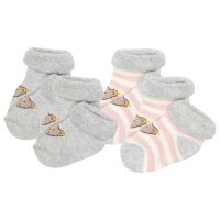 Steiff baby unisex socks, 2-pack - organic cotton, teddy motif, uni/striped Light Pink 17-18