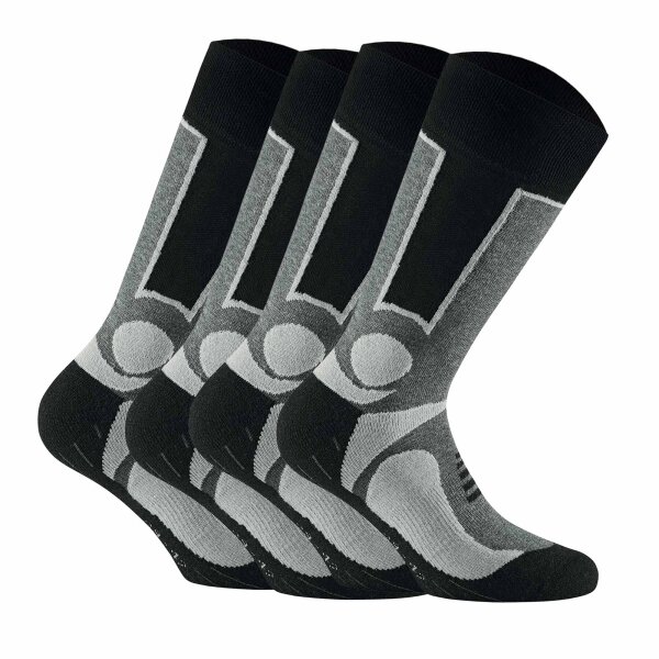 Rohner Basic Unisex Trekking Socken, 4er Pack - Basic Outdoor Socks, Sportsocken Grau 35-38