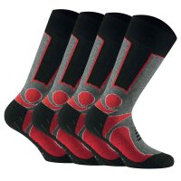 Rohner Basic Unisex Trekking Socken, 4er Pack - Basic Outdoor Socks, Sportsocken Rot 43-46