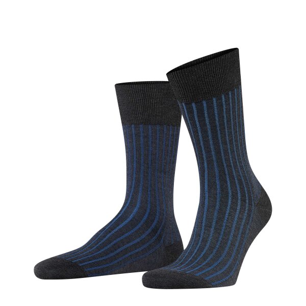 FALKE Mens Socks - Shadow, socks, cotton, logo, long, unicoloured Grey/Blue 43-44