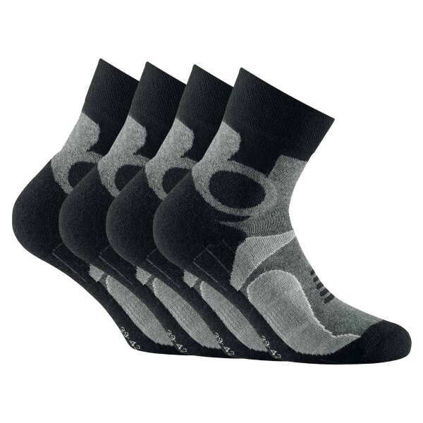 Rohner Basic Unisex Trekking Quarter Socken, 4er Pack - Basic Outdoor Socks, Sportsocken Grau 35-38