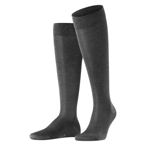 FALKE Herren Kniestrümpfe Multipack - Tiago, Socken, Bio-Baumwolle, Logo, lang, einfarbig Anthrazit 41-42 2er Pack (2x1P)