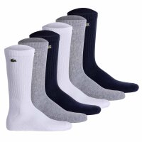 LACOSTE Unisex Socken, 6er Pack - Tennissocken, Baumwollmischung, einfarbig  Weiß/Grau/Dunkelblau 35-38