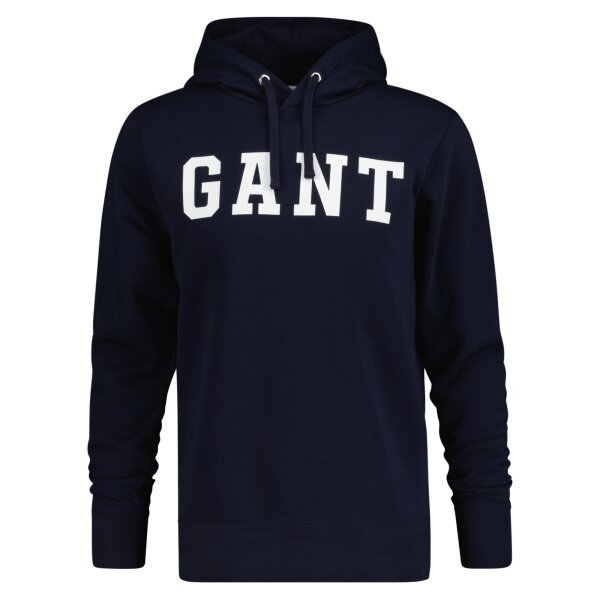 GANT Herren Hoodie - LOGO SWEAT HOODIE, Kapuzen-Sweatshirt, Baumwoll-Mix, Logo Blau M