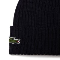 LACOSTE Unisex Mütze - Strickmütze, Beanie, Wolle, Logo-Patch, One Size Dunkelblau