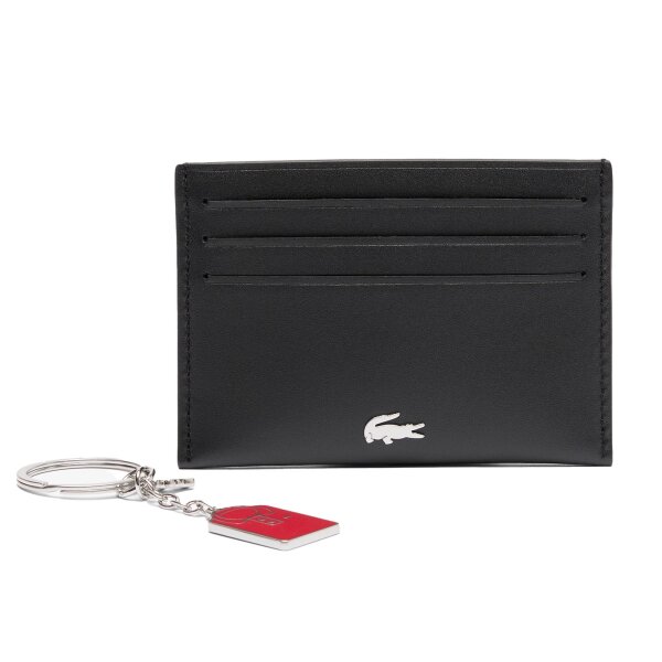 LACOSTE Herren Kartenetui Set - Geschenkset Kartenhalter und Schlüsselanhänger, Echtleder, 7,5x10,2x0,5cm (HxLxB