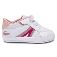 LACOSTE Baby Schuhe - L004 Cub, Krabbelschuhe, Sneaker, Textil mit Kunstleder Weiß/Pink EUR 17