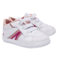 LACOSTE Baby Shoes - Sideline Crib, Sneakers, Gift Box, Synthetic Leather White/Pink EUR 17 (UK 2)