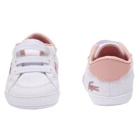 LACOSTE Baby Shoes - Sideline Crib, Sneakers, Gift Box, Synthetic Leather White/Pink EUR 17 (UK 2)