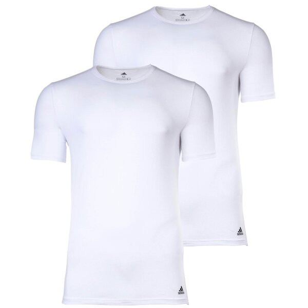 adidas Mens T-Shirt, 2-Pack - Active Flex Cotton, Crew Neck, Plain White 2XL (XX-Large)