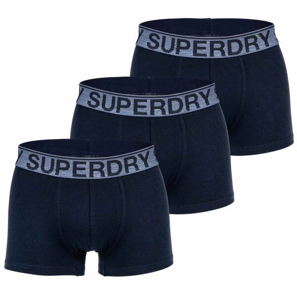 Superdry Mens Boxer Shorts, 3-pack - TRUNK TRIPLE PACK, Logo Waistband, Organic Cotton Dark blue S (Small)