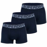 Superdry Mens Boxer Shorts, 3-pack - TRUNK TRIPLE PACK, Logo Waistband, Organic Cotton Dark blue S (Small)