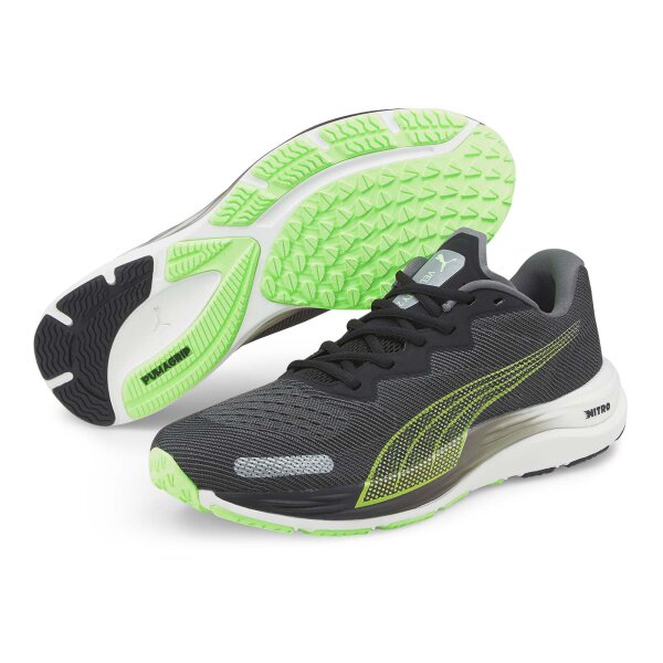 PUMA Mens Running Shoes - Velocity Nitro, Low, Sneakers, Sports, Training Black/Green EU 40 (UK 6.5)