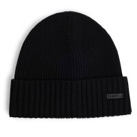BOSS Mens Hat, Virgin Wool - Fati, Beanie, Ribbed Knit, One Size, Solid Colour Black