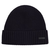 BOSS Herren Mütze, Schurwolle - Fati, Beanie, Rippstrick, One Size, einfarbig Blau