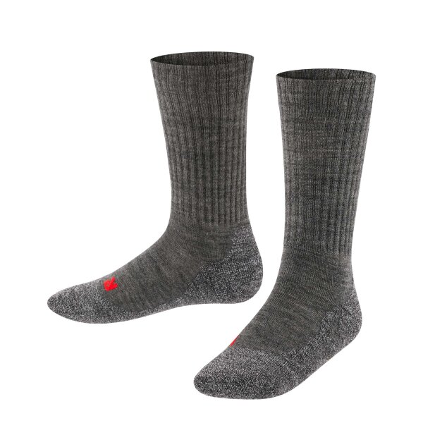 FALKE Kinder Socken - Active Warm, Kurzsocken, Wollmischung Grau 19-22