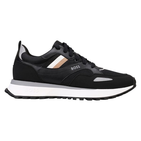 BOSS Mens Sneaker - Jonah Runn mx N, Sneaker, Casual, Retro, Material Mix Black EUR 45 (UK 10,5)