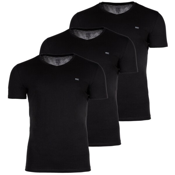 DIESEL Mens T-Shirt , 3-Pack - UMTEE-MICHAELTRHEEPACK, Short Sleeve, V-Neck, Single Color Black XL (X-Large)