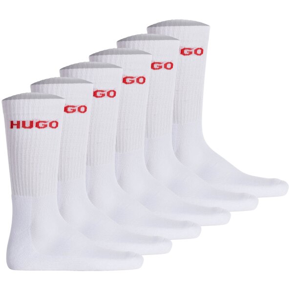 HUGO Mens socks, 6-pack - RIB LOGO, logo, ribbed, uni White 39-42 (UK 5-8.5)