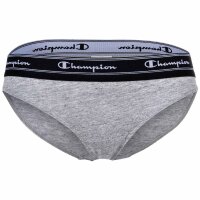 Champion Damen Bikini-Slips, 2er Pack - Slips, Logo-Bund, einfarbig Grau L