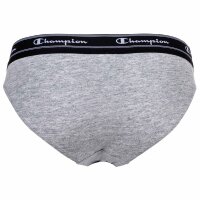 Champion Damen Bikini-Slips, 2er Pack - Slips, Logo-Bund, einfarbig Grau L