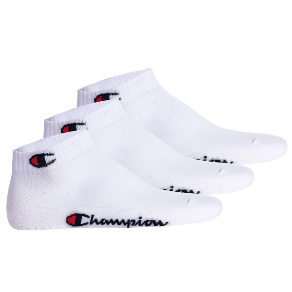 Champion Unisex Socken, 3er Pack - Quarter Socken, Basic, Logo Weiß EU 35-38