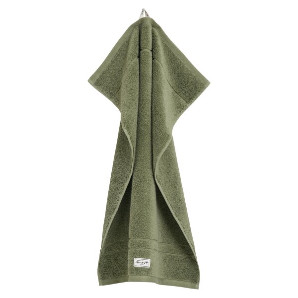 GANT Handtuch - Premium Towel, Frottee, Bio-Baumwolle, Logo, uni Grün 50x100cm