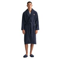 GANT Unisex Bathrobe - ARCHIVE SHIELD TERRY ROBE, shawl collar, terry cloth, cotton Dark blue 2XL (XX-Large)