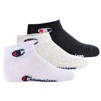 Champion Kinder Socken, 3er Pack - Quarter, Logo, einfarbig Schwarz/Grau/Weiß 27-30