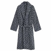 GANT Unisex Bademantel - G-PATTERN ROBE, Schalkragen, Frotteevelours, Bio-Baumwolle Blau L